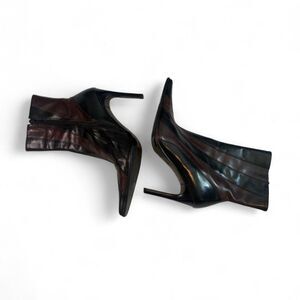 Diba Women's Black and Brown Patent Leather Pointed Toe Italian Boots